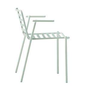 Trampoliere P EX, Auen-Stuhl mit Armlehnen, aus lackiertem Stahl