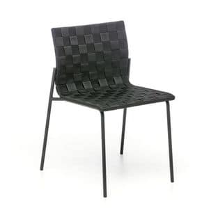 Zebra, Stuhl aus Stahl mit verwobenen Polypropylen, auch fr den Auenbereich