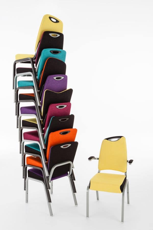 Inicio 09/2HA, Bunte Stuhl für Konferenzraum, vernetzbare und stapelbar