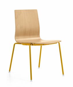 Q2 W, Stapelbarer Stuhl aus Metall mit Holzschale