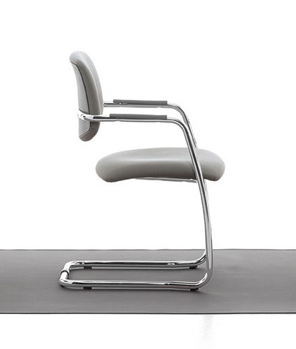 Samba 01, Stuhl auf Kufen aus verchromtem Metall für Büro-und Warteräume