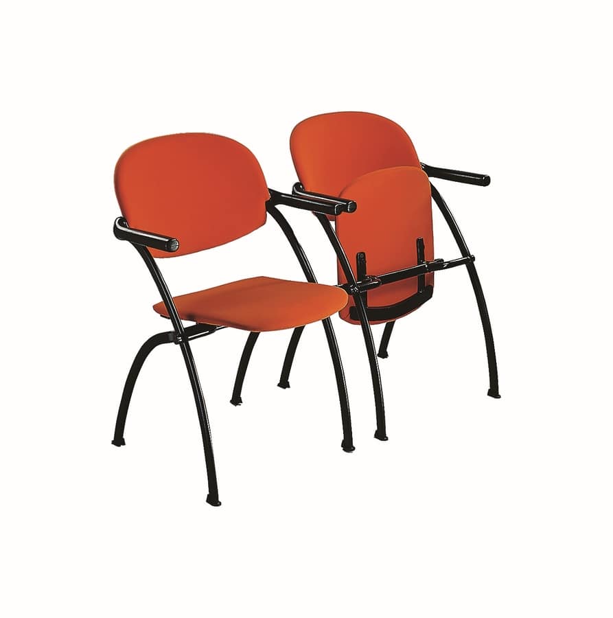 Aura linking chair, Steckbare Metallstuhl mit Klappsitz