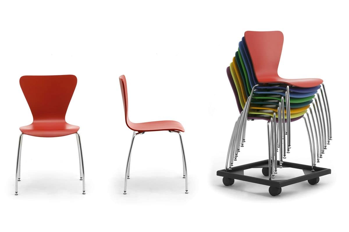 Gardena 0653LE, Stuhl aus Metall und Holz, für Büro und Warteräume