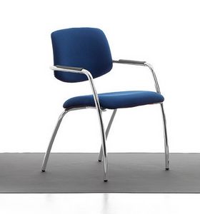 Samba 02, Verchromte Metallstuhl, gepolsterter Sitz und Rücken, für das Büro