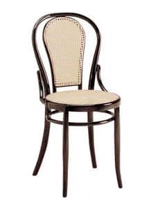 21, Stuhl aus Holz mit Zuckerrohr Sitz und Rückenlehne