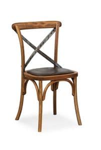 Ciao Iron, Stuhl in Buche massiv, Sitz aus Kunstleder