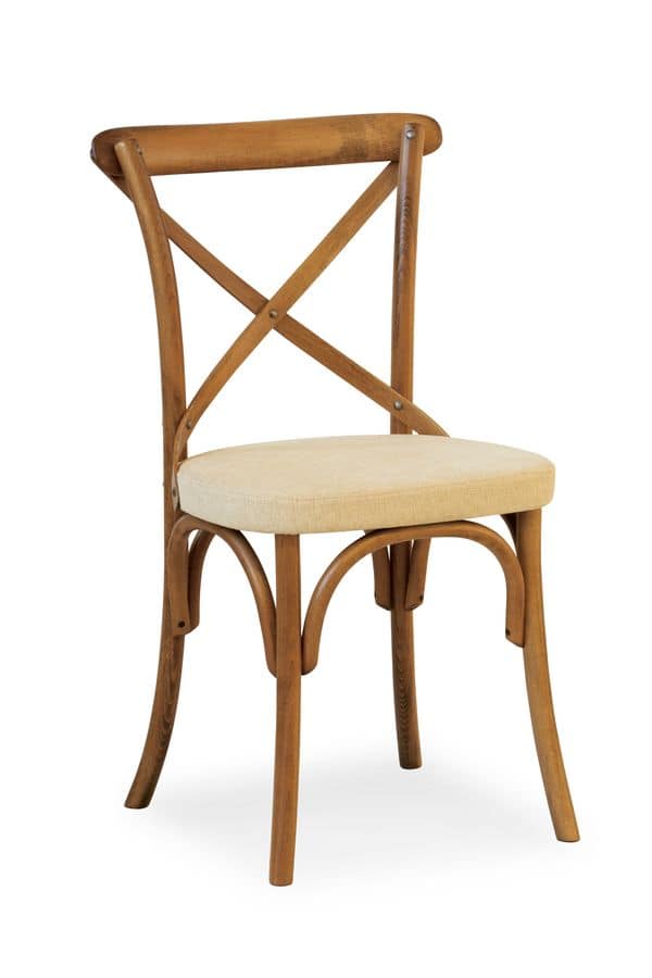 Ciao TI, Stuhl in Buche, Sitz aus Kunstleder überzogen