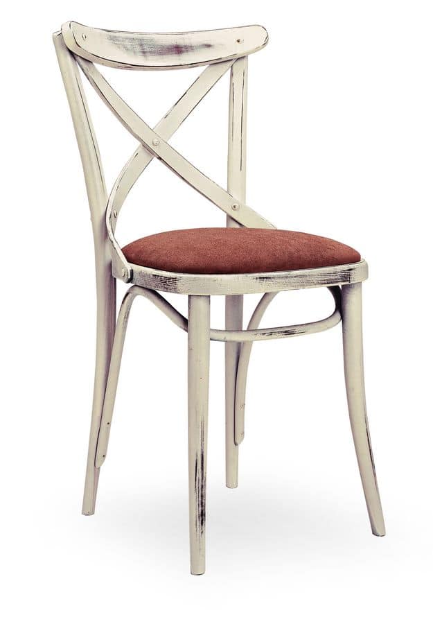 Croce Imb, Stuhl aus Massivholz, Sitz gepolstert