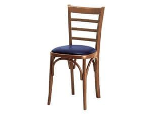 H/a, Gepolsterter Stuhl mit Rückenlehne aus Holz mit horizontalen Lamellen