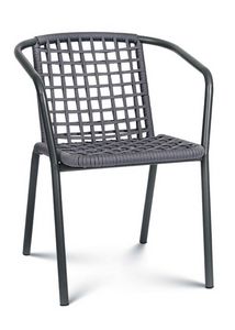 Kris, Stapelbarer Stuhl aus Metall und Seil, mit Armlehnen