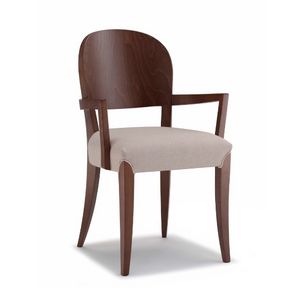 Squero P, Holzstuhl mit Armlehnen und gepolsterter Sitzfl�che