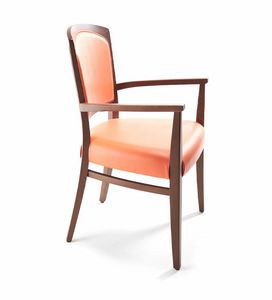 Tiffany 1 P, Stuhl mit Armlehnen, aus Holz mit anpassbarer Polsterung