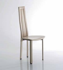 Vegas, Stuhl mit Gestell aus lackiertem Stahl, Lederausstattung, in verschiedenen Farben erhältlich