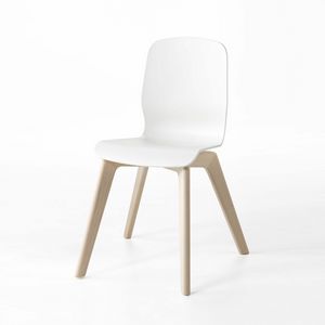 Glamour Wood Plastic, Holzstuhl mit Sitz und Rückenlehne aus Technopolymer