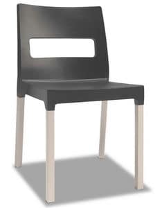 Natural Diva, Moderner Stuhl aus Holz und Technopolymer, stapelbar