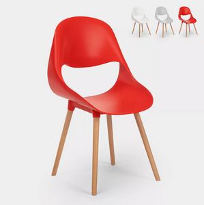 Sthle fr Kche und Bar Polypropylen Holz Modernes Design Shell SC773PP, Stuhl aus Polypropylen und Holz