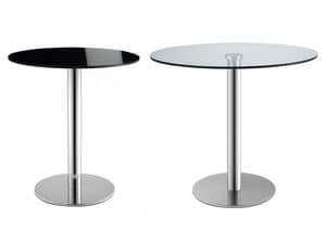 Tiffany Base - glass base, Runden Tisch fr Bars, in Edelstahl, Glasplatte