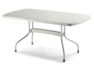 Olimpo rechteckig, Gartentisch aus Aluminium und Polypropylen, Liegeplatte