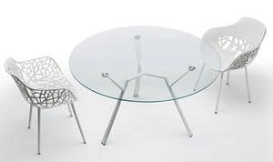 Radice Quadra 9513 Tisch, Runder Aluminiumtisch mit Glasplatte