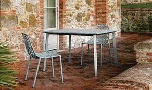 Tile 871010 Tisch, Quadratischer Tisch aus Aluminium mit Porzellanoberteil