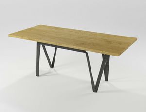 Doppiavi, Rechteckiger Tisch aus Eisen und Holz