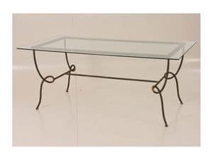Viola Table, Rechteckigen Tisch mit Glasplatte fr den Aueneinsatz