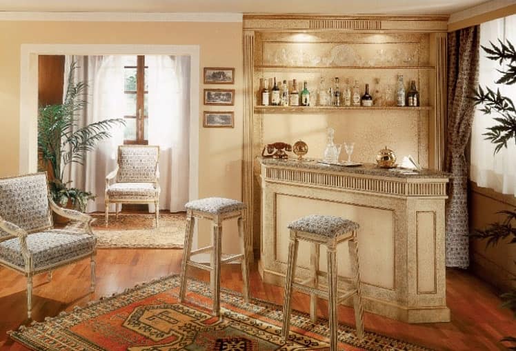 Collezione Ginevra, Individuelle Möbel für Bar, knisterte lackiert boiserie