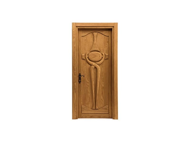 Castello, Tür aus geschnitztem massivem Kastanienholz, rustikalen Stil, schmiedeeisernen Griff