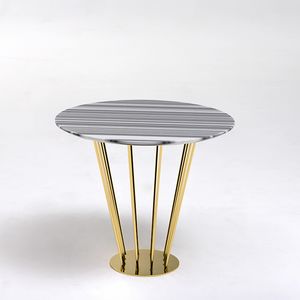Ariel AR228, Goldener runder Tisch mit Marmorplatte