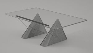 Isao, Tisch aus Glas und Stein