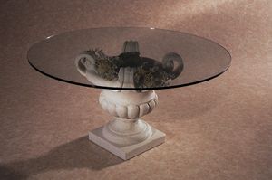 Palladio, Couchtisch mit Steinsockel in Form einer Vase