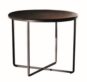 Piktor, Runder Tisch mit Struktur aus lackiertem Metall, lackiert oder Material Glas, Mehrzweck-