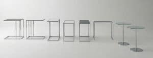 Small tables metal-glass, Couchtisch aus Stahl und Glas, für Gesprächsbereich