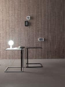 Square, Design Tisch aus Metall und gehrtetem Glas fr Wohnzimmer