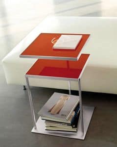 Square, Tabelle mit zwei Spitzen aus Glas, Schwenkplatte erhltlich