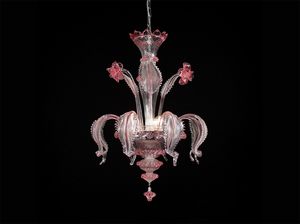 CA PESARO, Deckenlampe aus Kristallglas, verziert mit rosa Blumen