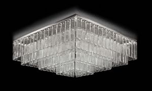 Charleston PL7500Q-10040-C, Quadratische Deckenlampe mit Kristallstreifen