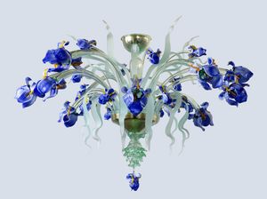 IRIS PL, Florale Deckenlampe aus mundgeblasenem Muranoglas