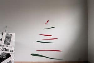 CHRISTMAS TREE 3 Green-Red, Wandaufkleber mit Weihnachtsbaum