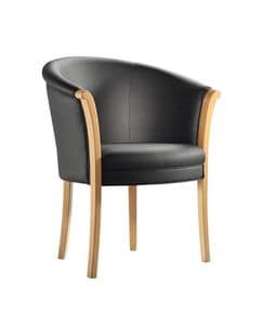 C41, Sessel aus Holzrahmen, Rcken gepolstert und Sitz, Lederbezug, fr den Objektbereich