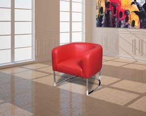 Giada, Sessel mit Untergestell aus rostfreiem Stahl, gepolstert mit Polyurethan