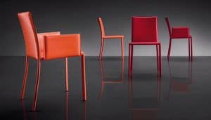 ART. 236 SUNRISE, Stuhl aus Leder, Metallbasis bezogen, für Wartezimmer
