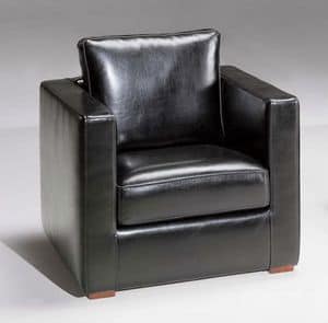 Creon, Platz Sessel in schwarzem Leder, klassischer Stil