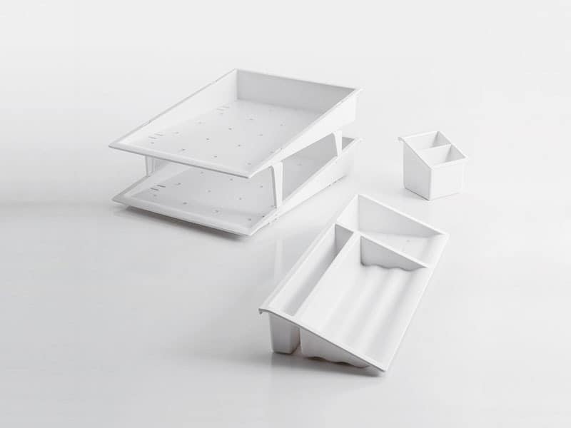 Desk up white, Schreibtisch-Accessoires im Polymer
