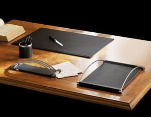 Master, Schreibtisch-Accessoires aus Kunstleder mit Stahl Oberflchen