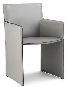 Pasqualina Lounge Sessel 10.0088, Kleiner Sessel mit Leder bezogenen Seiten
