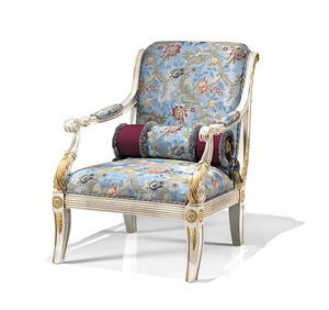 1730/A, Klassischer Sessel mit bedruckter Stoffpolsterung