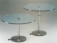 Ascendo, Hhenverstellbarer Tisch in Edelstahl und Glas