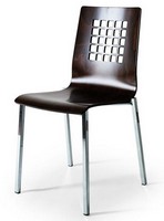 044Q, Stuhl mit Metallgestell, Schale in Buche mit Rcken perforiert