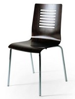 044R, Stuhl aus Metall, Sitz aus Buche, Rcken perforiert